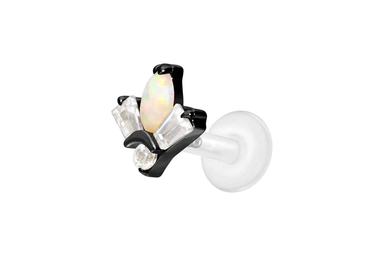 PTFE Labret Piercing mit Innengewinde + Titan-Aufsatz LOTUSBLÜTE